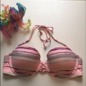Victoria’s Secret Bikini Top Coral Purple Blue.
